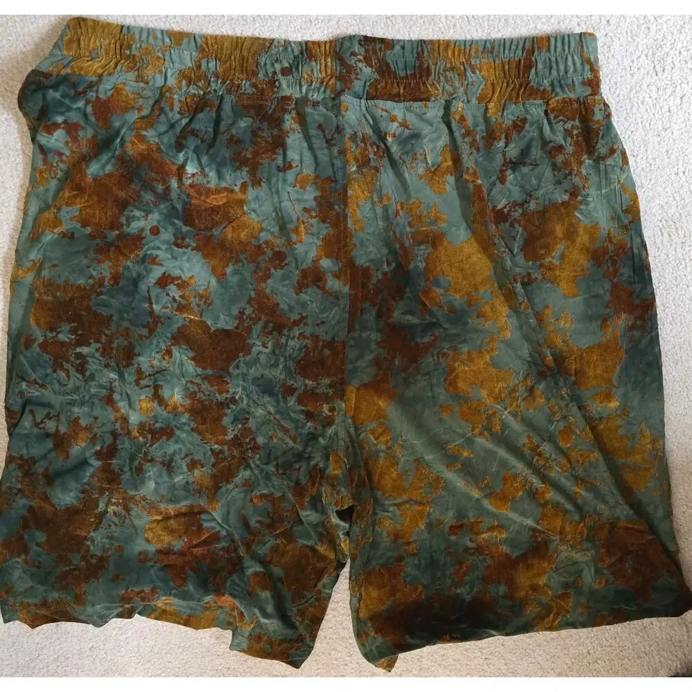 Ringspun Men's 2XL Olive Velvet Lounge Shorts Abstract Drawstring NWT NEW